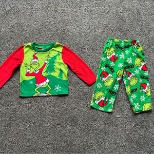 The Grinch Unisex Toddler Matching Green/Red Pajama Top and Pant Set, Size 2T